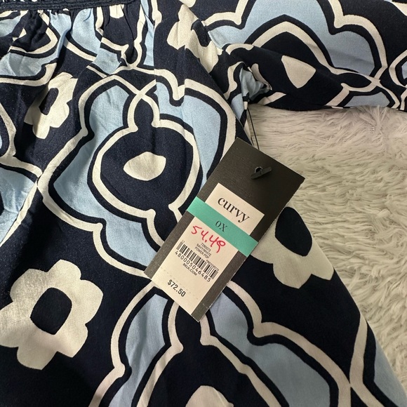 Crown & Ivy Blue and Black Geometric Blouse - Picture 5 of 11